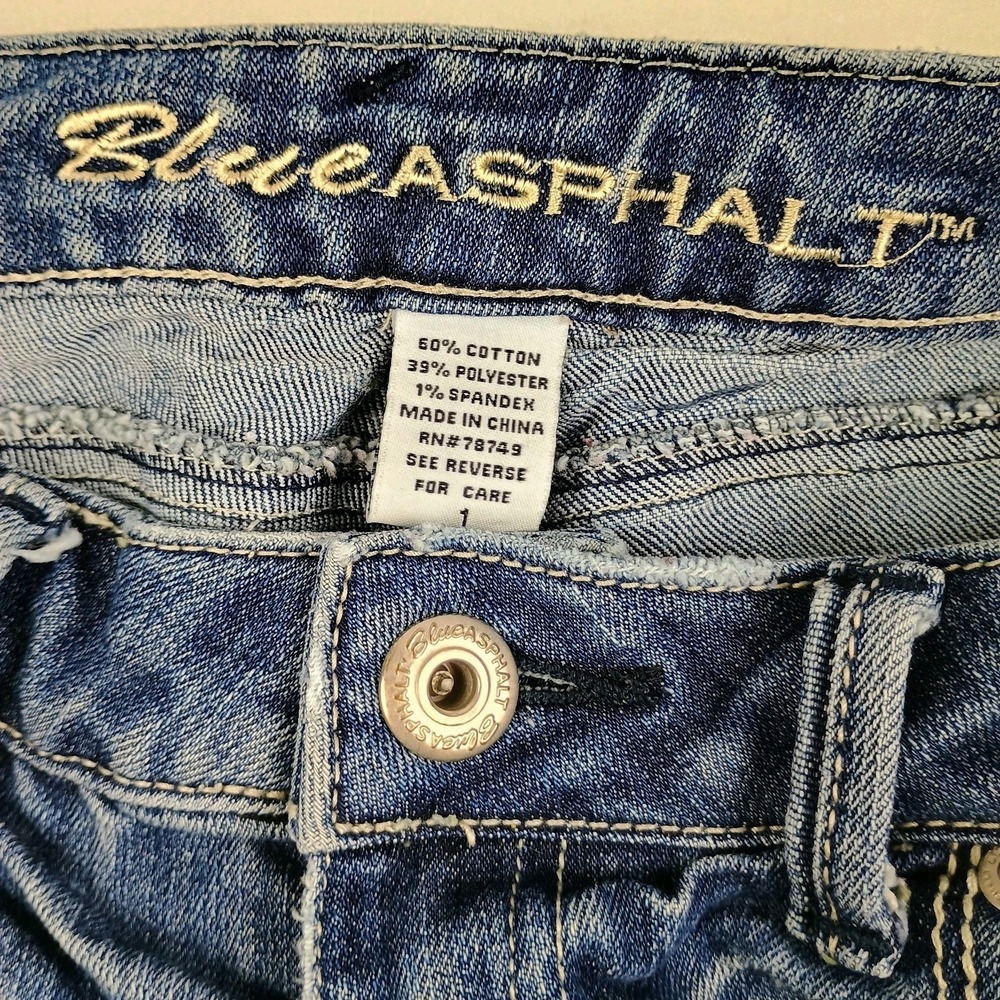 Blue Asphalt Low‎ Rise Size 1 Skinny Jeans Medium Wash Denim Distressed